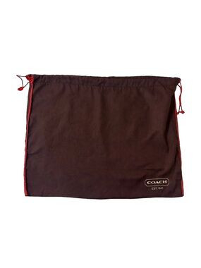 Coach Large Dust Bag 19x14.5 Brown Red Drawstring Handbag Tote Storage